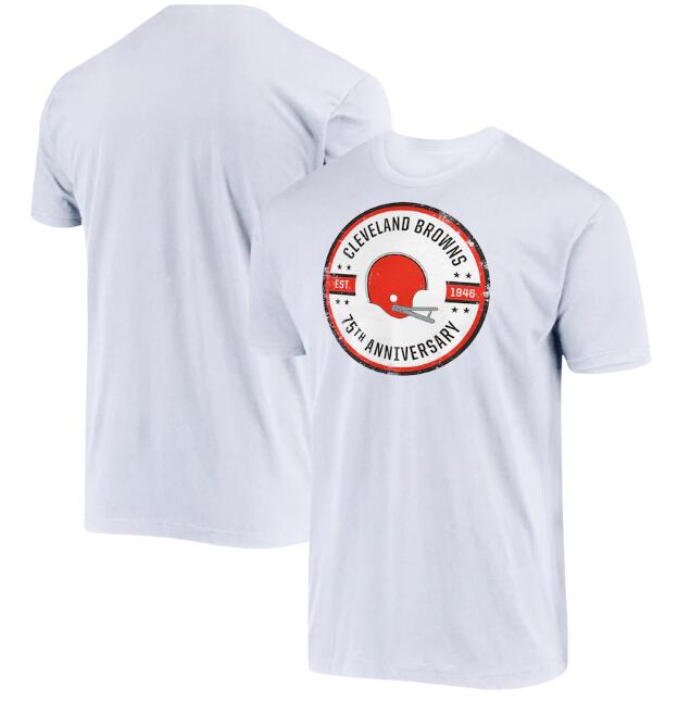 Men's Cleveland Browns White NFL 2021 75th Anniversary Circle Logo T-Shirt Men's Cleveland Browns White NFL 2021 75th Anniversary Circle Logo T-Shirt